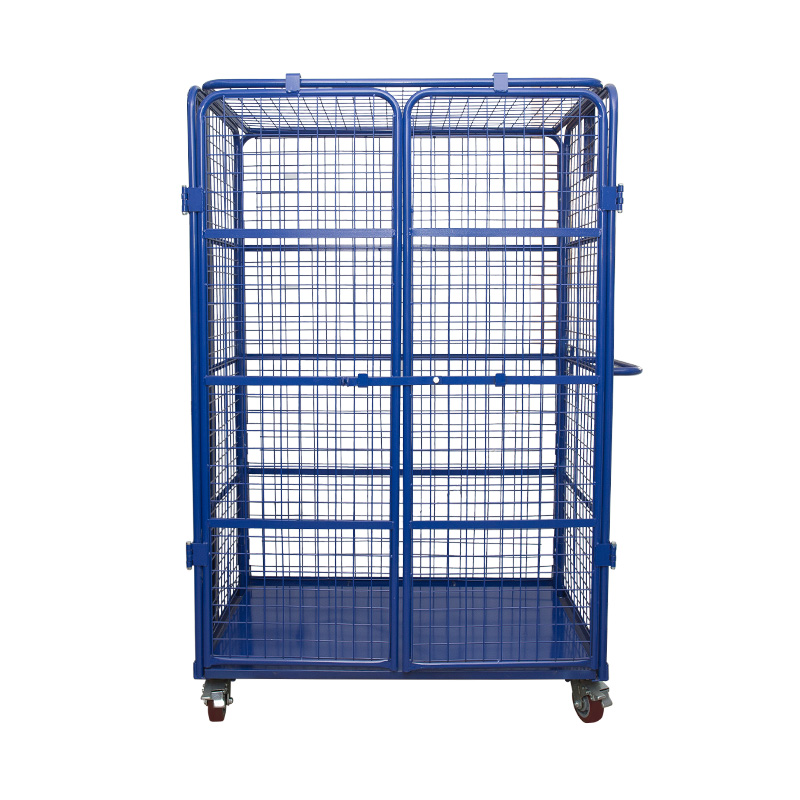 Heavy Duty 4 Side Logistic Trolley Roll Container With Top Shelf