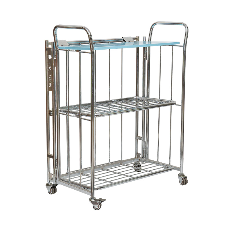 3-Shelf Folding Cart Hotel Dining Trolley