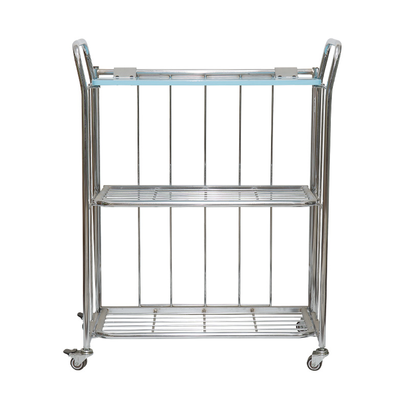 3-Shelf Folding Cart Hotel Dining Trolley