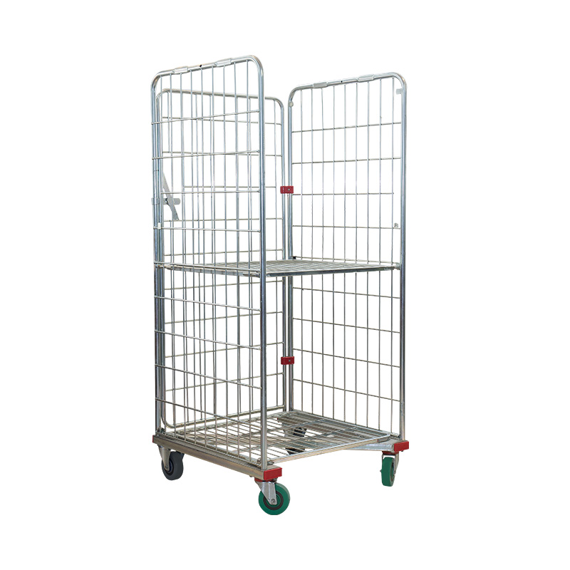 Z Shaped Zinc Mobile Roll Container Cage Trolley