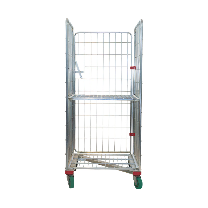 Z Shaped Zinc Mobile Roll Container Cage Trolley